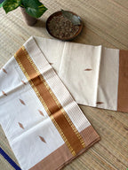 Original Balaramapuram Handloom Unakkupavu Saree, Elegant light brown border | Pure tradition | Limited stock available!