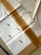 Original Balaramapuram Handloom Unakkupavu Saree, Elegant light brown border | Pure tradition | Limited stock available!