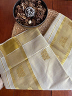 New Arrival Tissue Cotton Kasavu Lotus Design – Grab yours now!