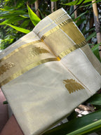 New Arrival Tissue Cotton Kasavu Lotus Design – Grab yours now!