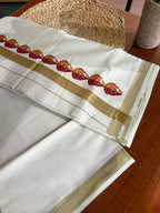 Authentic Balaramapuram theyyam & Kathakali print mundu with elegant Kasav border