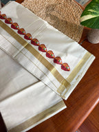 Authentic Balaramapuram theyyam & Kathakali print mundu with elegant Kasav border