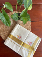 Kathakali Kasavu Mundu – classic, cultural, and elegant. Pure traditional finish from Balaramapuram.