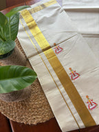 Kathakali Kasavu Mundu – classic, cultural, and elegant. Pure traditional finish from Balaramapuram.