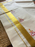 Kathakali Kasavu Mundu – classic, cultural, and elegant. Pure traditional finish from Balaramapuram.
